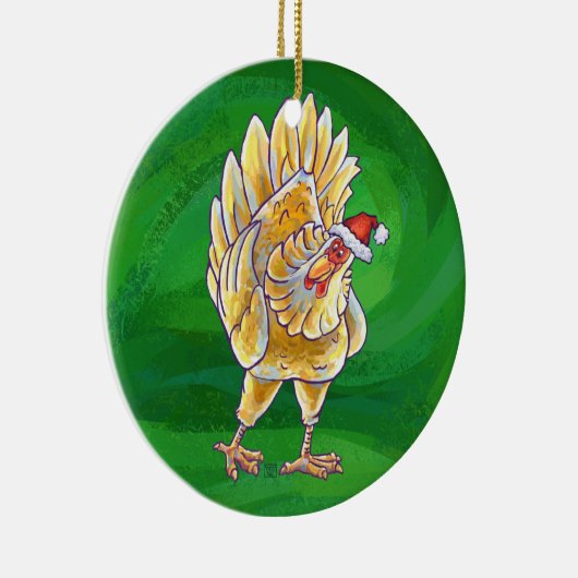 Kipkerst op groen keramisch ornament (Rechts)