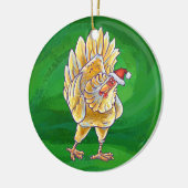 Kipkerst op groen keramisch ornament (Links)