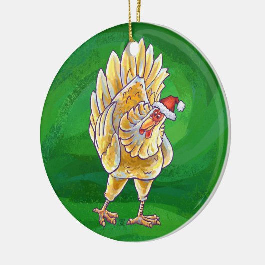 Kipkerst op groen keramisch ornament (Links)