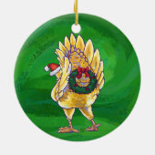 Kipkerst op groen keramisch ornament (Achterkant)