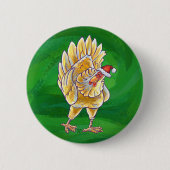 Kipkerst op groen ronde button 5,7 cm (Voorkant)