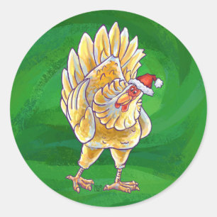 Kipkerst op groen ronde sticker