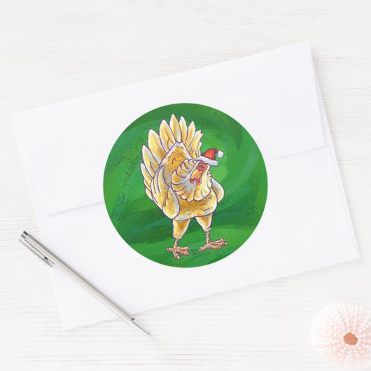 Kipkerst op groen ronde sticker (Envelop)