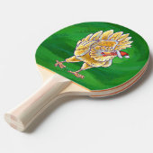 Kipkerst op groen tafeltennisbatje (Voorkant Gekanteld)