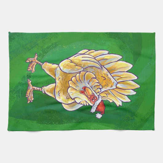 Kipkerst op groen theedoek (Horizontaal)