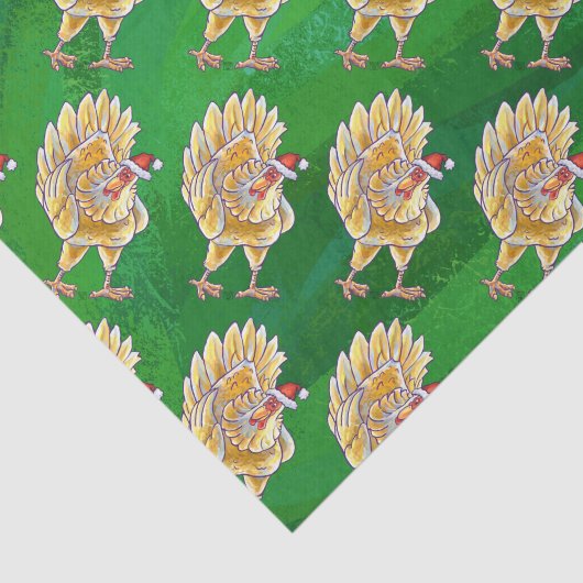 Kipkerst op groen tissuepapier (Detail)