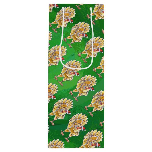 Kipkerst op groen wijn cadeautas (Voorkant)