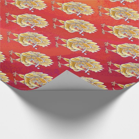 Kipkerst op rood cadeaupapier (Hoek)