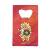 Kipkerst op rood creditkaart flessenopener (Achterkant)