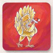 Kipkerst op rood drankjes onderzetter (Voorkant)