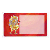 Kipkerst op rood etiket (Voorkant)