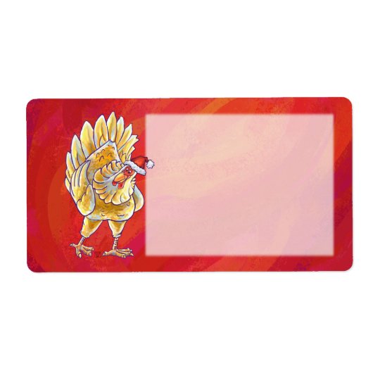 Kipkerst op rood etiket (Voorkant)