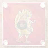 Kipkerst op rood glazen onderzetter (Achterkant)