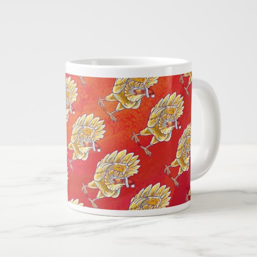 Kipkerst op rood grote koffiekop (Voorkant rechts)