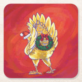 Kipkerst op rood kartonnen onderzetters (Voorkant)