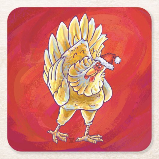 Kipkerst op rood kartonnen onderzetters (Voorkant)