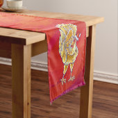 Kipkerst op rood korte tafelloper (Voorbeeld)