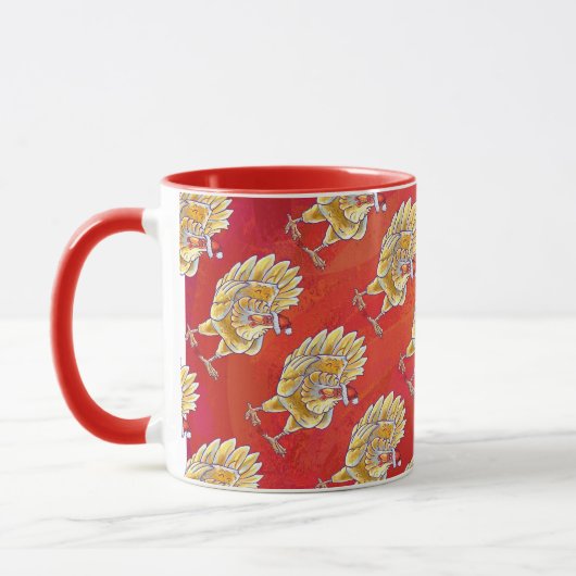 Kipkerst op rood mok (Links)