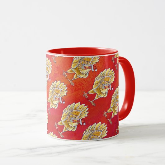 Kipkerst op rood mok (Voorkant rechts)