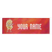 Kipkerst op rood naambadge (Voorkant)