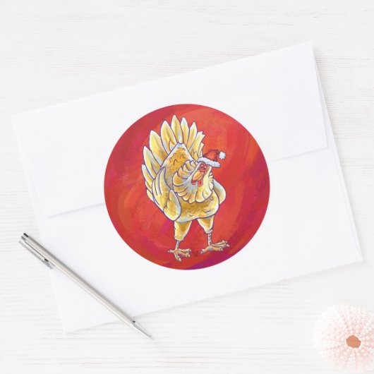 Kipkerst op rood ronde sticker (Envelop)