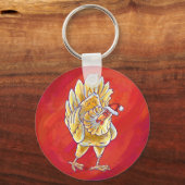 Kipkerst op rood sleutelhanger (Voorkant)