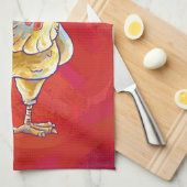 Kipkerst op rood theedoek (Quarter Fold)