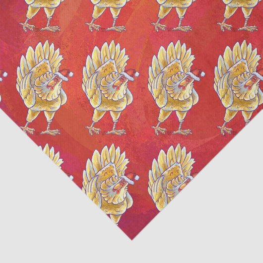 Kipkerst op rood tissuepapier (Detail)