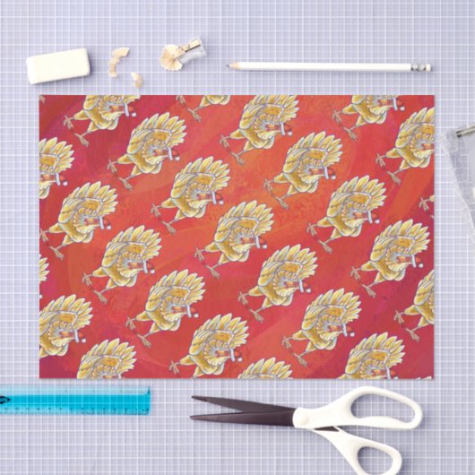 Kipkerst op rood tissuepapier (Craft)