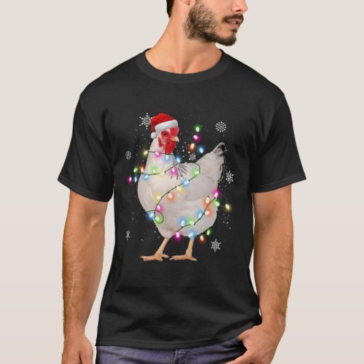 Kipkerst Santa Funny Xmas Lights Chi T-shirt (Voorkant)