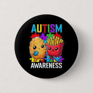 Kipnugget En Frites Autisme Bewustzijn F Ronde Button 5,7 Cm