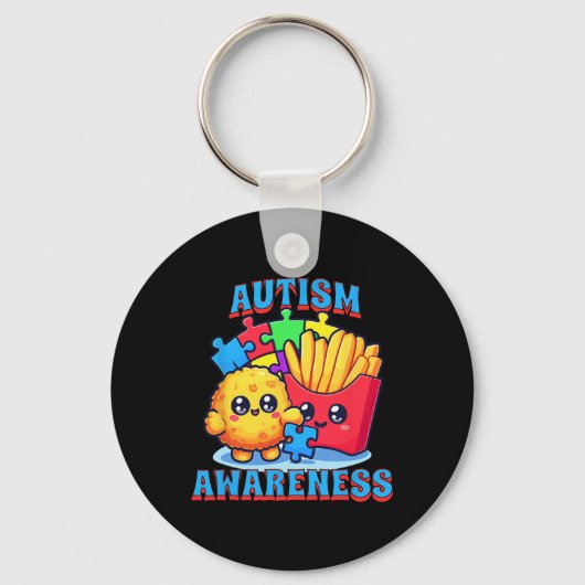 Kipnugget En Frites Autisme Bewustzijn  Sleutelhanger (Voorkant)