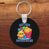 Kipnugget En Frites Autisme Bewustzijn  Sleutelhanger (Voorkant)