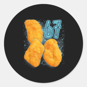 Kipnuggetliefhebber 67 Meme Zes Zeven Gebakken Kip Ronde Sticker