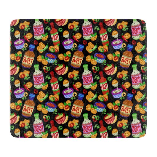 Kipnuggets & dipsaus snijplank (Voorkant)