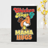 Kipnuggets en mama knuffels Grappige Moederdag _1 Kaart (Gele Bloem)