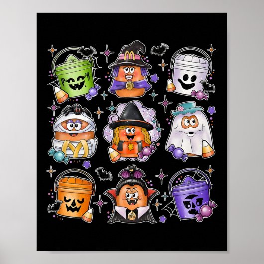 Kipnuggets Pompoen Halloween 90s Vintage 3 Poster (Voorkant)
