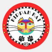 Kippah Kat Ronde Sticker (Voorkant)