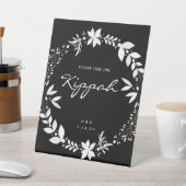 Kippah Wedding Sign., White & Black Pe Reclamebord Met Voetstuk (Insitu)