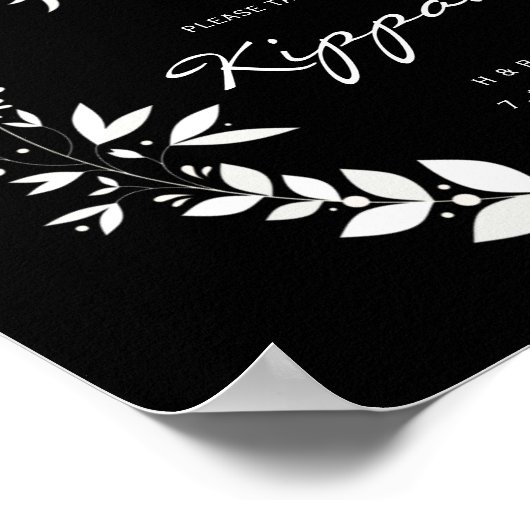  Kippah Wedding Sign., White & Black Po Poster (Hoek)