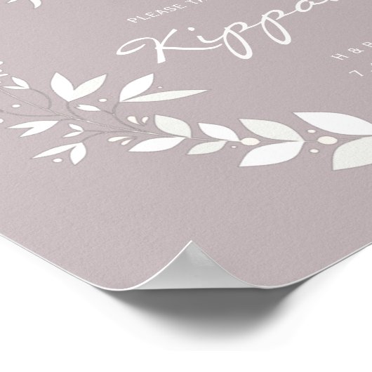  Kippah Wedding Sign., White & Paars P Poster (Hoek)