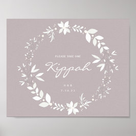  Kippah Wedding Sign., White & Paars P Poster