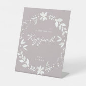  Kippah Wedding Sign., White & Paars P Reclamebord Met Voetstuk (Voorkant)