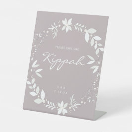  Kippah Wedding Sign., White & Paars P Reclamebord Met Voetstuk