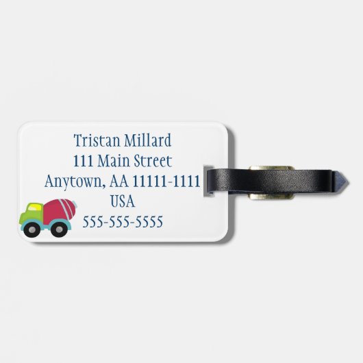 Kippauto bagagelabel personaliseren (Achterkant horizontaal)