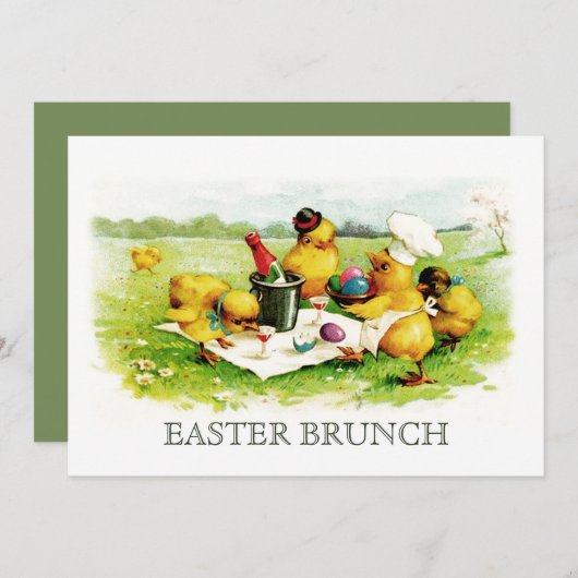  kippen - Aangepast paasbroodrooster - Uitnodiging (Voorkant / Achterkant)