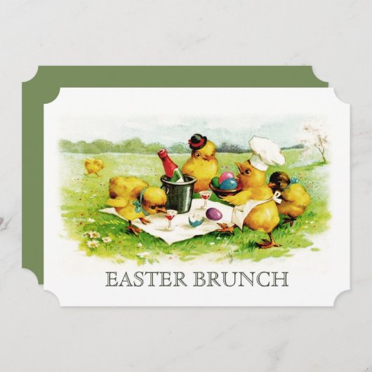  kippen - Aangepast paasbroodrooster - Uitnodiging (Voorkant / Achterkant)