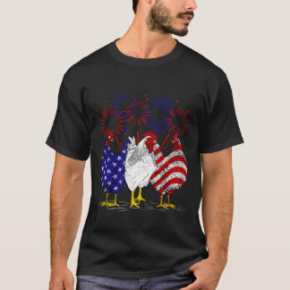Kippen Amerikaanse Vlag Patriottische Boer 4 Juli T-shirt