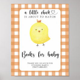 Kippen baby shower - boeken voor de baby poster
