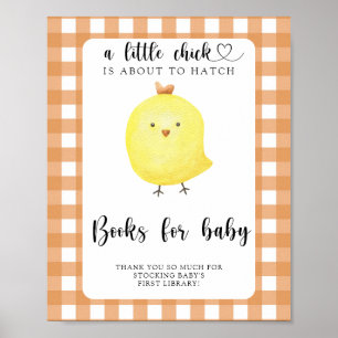 Kippen baby shower - boeken voor de baby poster